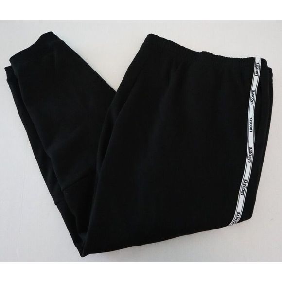 Lacoste XH120851 Men Sz 4XL Black Branded Bands Skinny Fleece Jogging Pants $120 - Picture 11 of 12